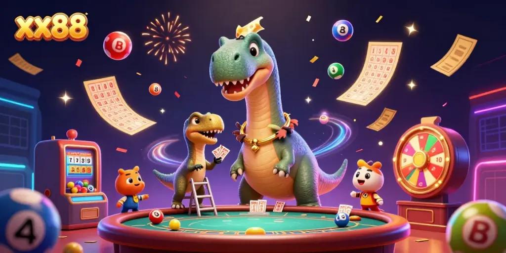 Experience energetic gaming excitement at xx88 with a vibrant lottery scene.