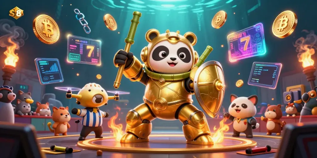 Experience exciting gameplay with s 8 in an arena of cheering spectators and dynamic crypto elements.